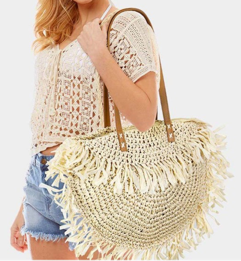 Round Straw Vacation Bag