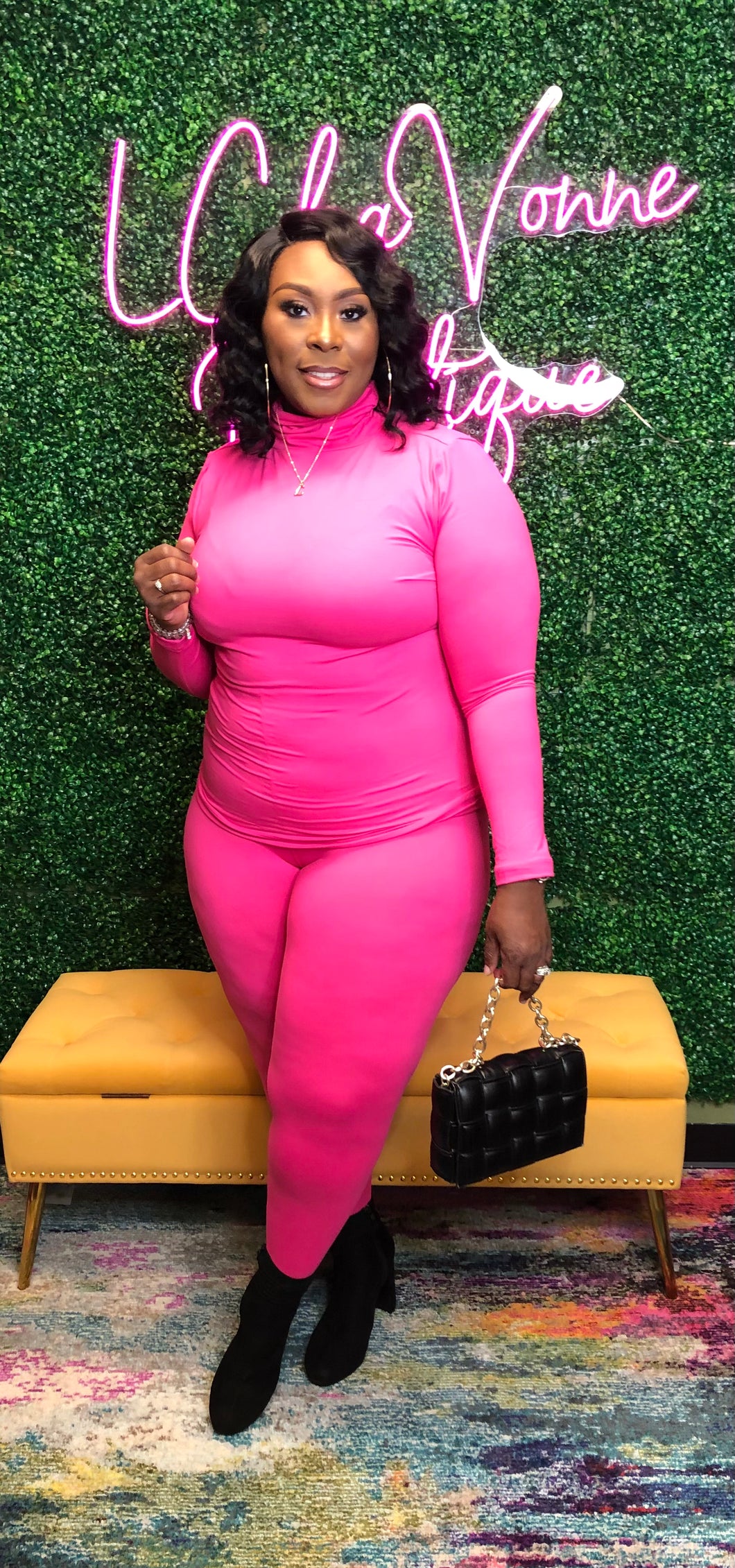 Hot Pink Turtle Neck Legging Set