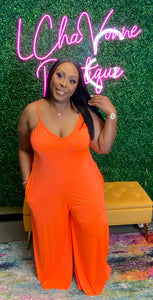 Spring Vibes Jumpsuit (Neon Orange)